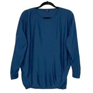 Lafayette 148 Wool Drop Sleeve Ribbed Knit Detail Sweater